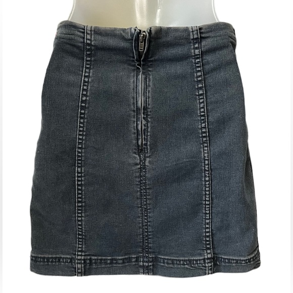 NWT Free People Womens Blue Denim Mini Stretch A-Line Skirt Sz 2 - Picture 4 of 7